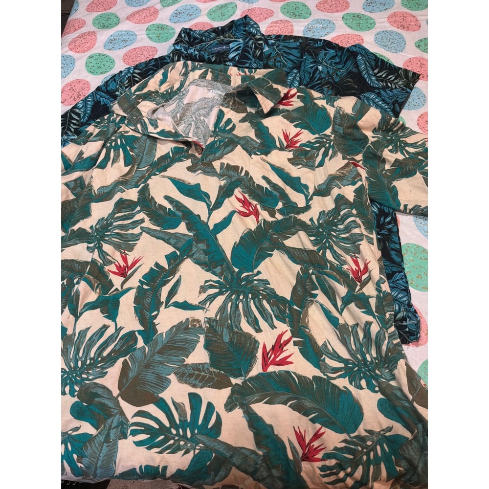 Mens Tropical Shirt Bundle Caribbean Joe Viscose & KS Island Leaf Print XL L